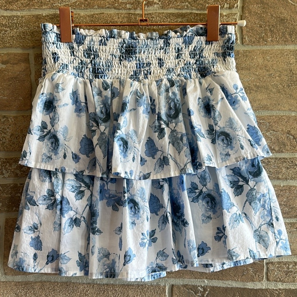Art Class Floral Print Tiered Skirt